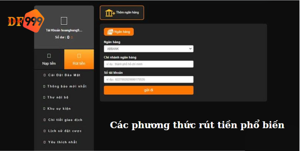 Các phương thức rút tiền phổ biến